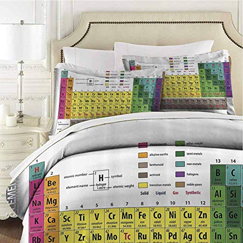 QIAOQIAOLO Periodic Table of Elements Bedding Sets Full, PHD Gifts Chemistry Student Modern Family Decor Science Lover Home Textile Design Microfiber Sheet Set 3 Piece Bed Sheets Soft Bedding