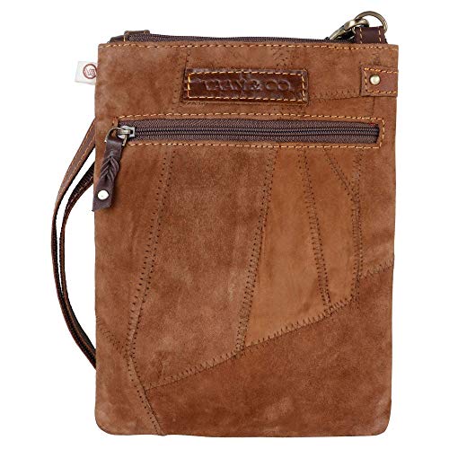 Vaan & Co Women's Brisk Soho Small Cross Body Upcycled Genuine Leather Bag Brown2