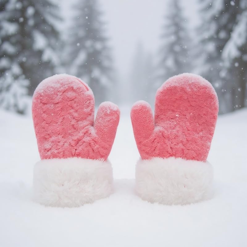 Kids Winter Mittens for Toddlers 2-6 Years - Windproof & Fleece Lined Knit Snow Gloves, Soft Warm Gloves for Boys-Girls4