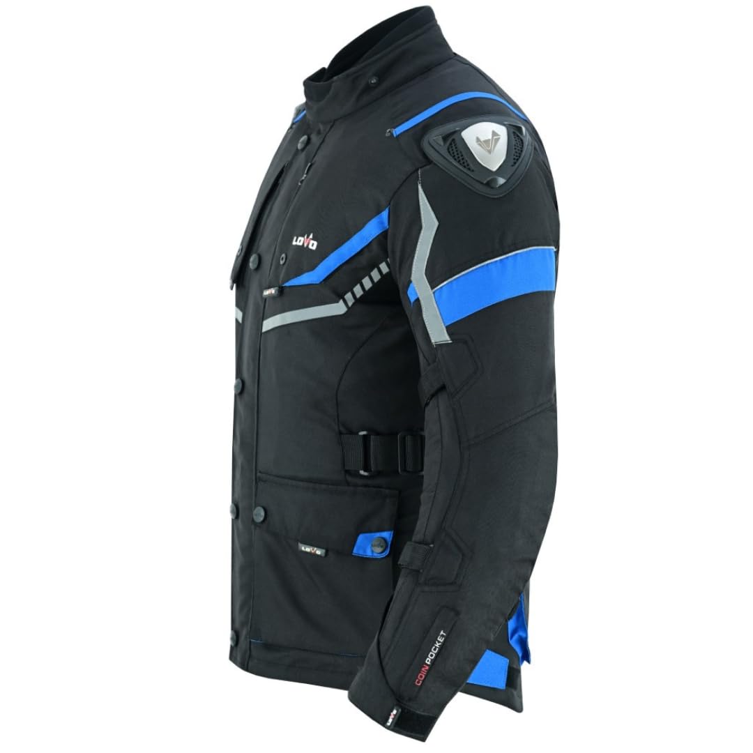 LOVO - Chaqueta Moto Tricapa 4 Estaciones Hombre - Chaqueta Moto Hombre Verano e Invierno con Protecciones Homologadas - Cazadora Moto de Longitud 3/4 - Diseñada para Todo Tipo de Clima