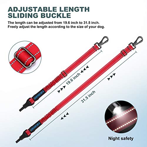 Image of IOKHEIRA Dog Seat Belt 3-in-1 Car Harness for Pets Adjustable Safety Seatbelt Nylon Reflective Bungee Fabric Dog Car Harness with Clip Hook Latch & Buckle, Swivel Zinc Alloy Carabiner Red