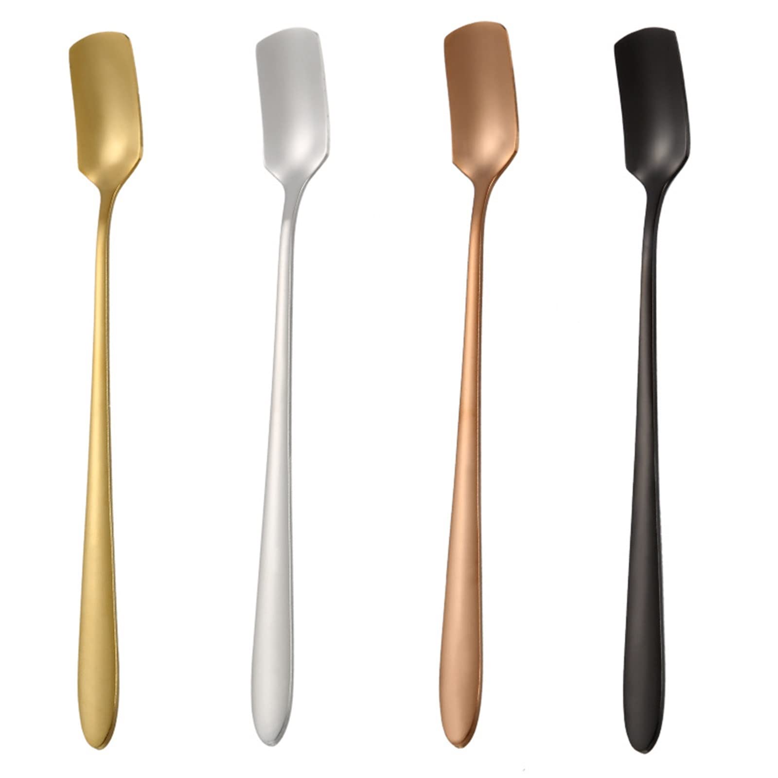 JINGYAN Cucchiaini da tè Plating Stainless Steel Coffee Spoon Long Handle Tea Spoons Kitchen Hot Drinking Flatware