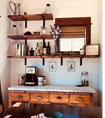 Shelf Brackets12 Inch Lip Brackets for Shelves, Industrial Forged Steel Floating Shelf Bracket, Handcrafted Forged Heavy Duty Rustic Black Shelf Brackets, Raw Metal/Steel Floating Shelf 6 Pack(11.25“)