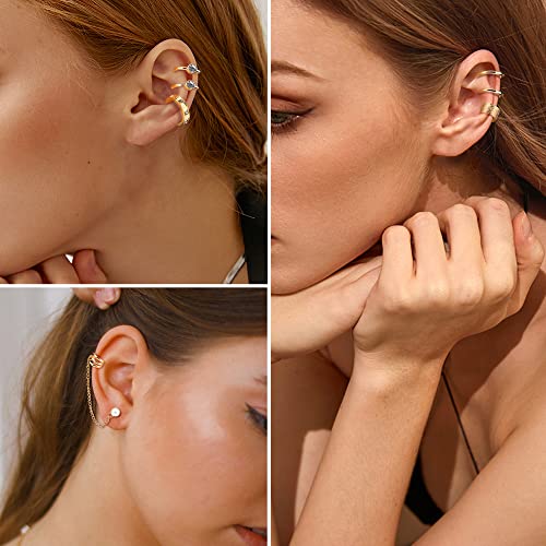 Dochais Ear Cuff Helix Cartilage Clip on Earrings Ear Cartilage Clip on Wrap Earrings Ear Cuffs for Women Men Non Piercing Ear Piercing Fake Earrings Set(Gold/Silver)3