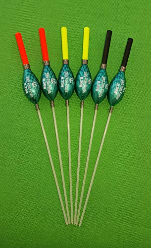 SRG Pole Floats SRG020 Pack of 6 x Pole Floats All Round Extra Tough Fiberglass Stem choose from (0.1g / 0.2g / 0.3g / 0.4g) (6 x 0.2g (6 x Black Tip)) - Image 2