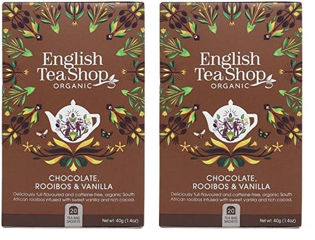 English Tea Shop Organic Cocoa Rooibos and Vanilla, 20 Teabags (Pack of 2) - 20 Count (Pack of 2)