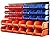 HORUSDY Wall Mounted Storage Bins Parts Rack 30PC Organizer Garage Plastic Shop Tool for Men's Gift, Blue,Orange,Red