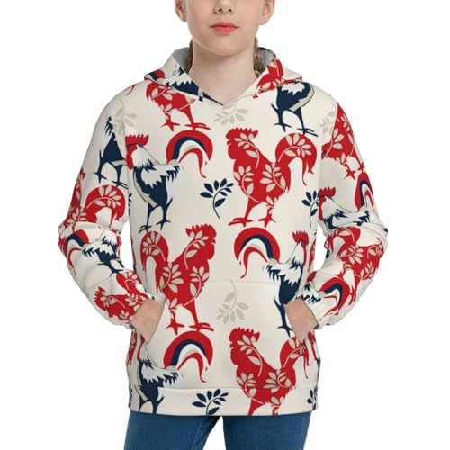 Roosters Kids Pullover Hoodies Boys Sweatshirts Girls Athletic Clothes with Pocket