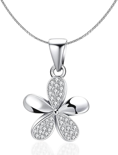 HighSpark Stunning Flower Pendant Necklace | 92.5 Sterling Silver &amp; Stunning Shimmering Shine | Lovely Gift For Women &amp; Gi...
