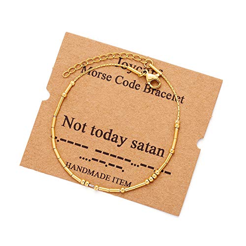 Image of JoycuFF Inspirational Morse Code Bracelets for Women Silver Beads Jewelry Encouragement Mantra Gifts for Her