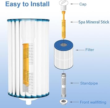 Silver Ion Cartridge for Hot Springs Spa- Hot Tub Silver Ion Cartridge | Keeps Spa Water Crystal Clear, Spa Mineral Sticks for Hot Tub Filter Last 4 Months (4-Pack, Yellow)
