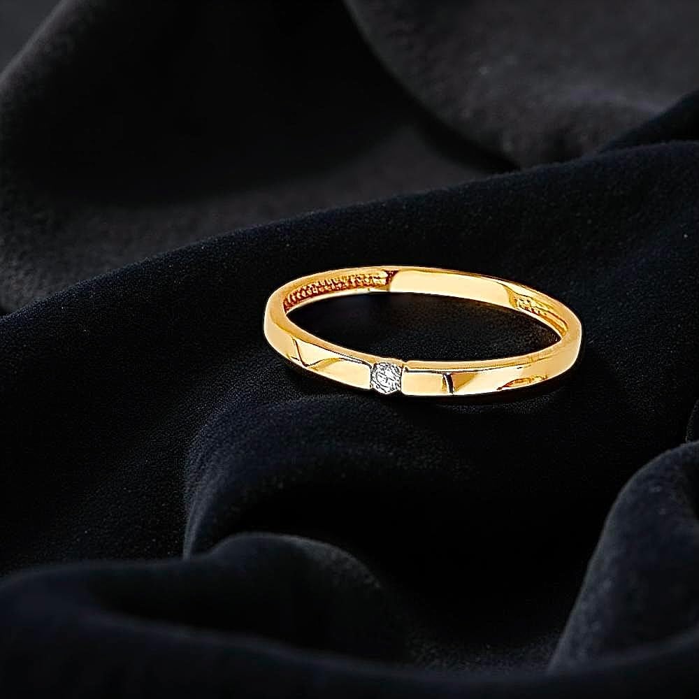 Tehrani Signature 14K Solid Yellow Gold CZ Stackable Ring – Dainty Slim Band with Sparkling Cubic Zirconia