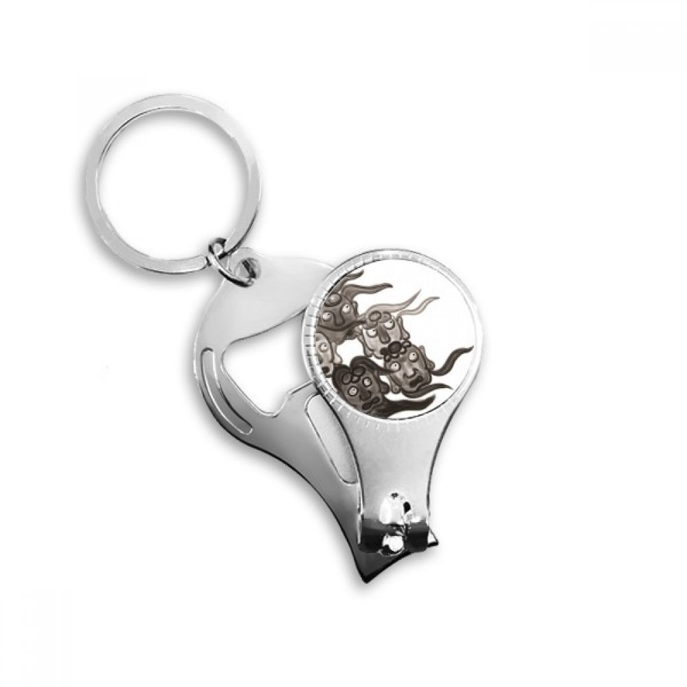 Coupe-ongles porte-clés décapsuleur style chinois pour ongles cassés et capsules