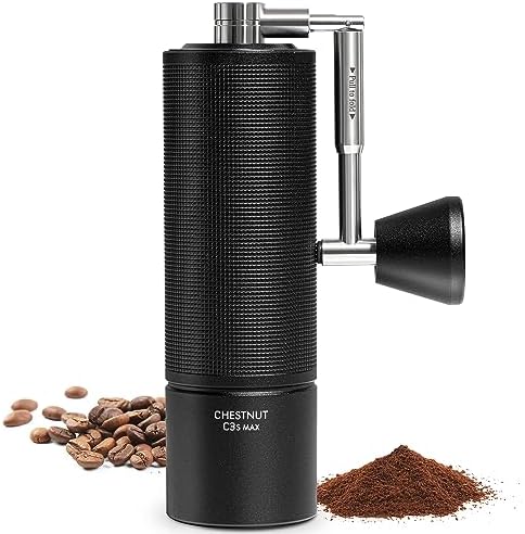 TIMEMORE Chestnut C3s MAX, Molinillo de Café Manual, Cuerpo Todo Metal Integrado, Molinillo de Café Manual con Mango Plegable, para Espresso a Prensa Francesa, Negro