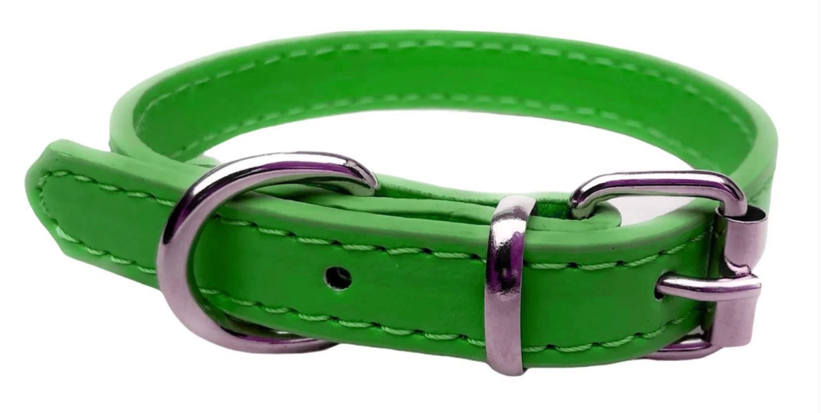 Vibrant Leather Dog Collar & Lead Combo Set for Puppy Dogs Small, Medium & Large (Large (36cm - 46cm Neck), Green) - Image 4