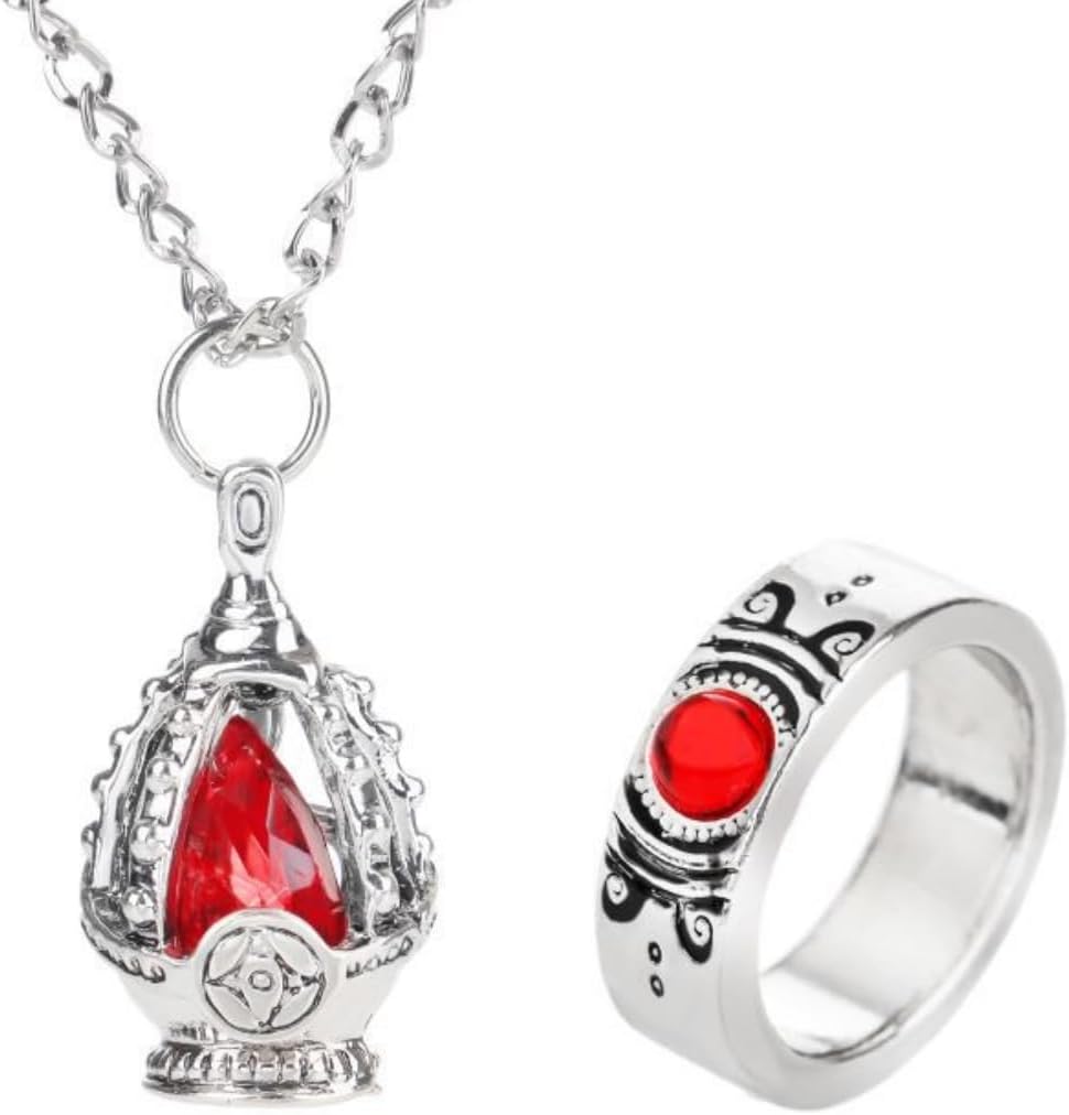 Ultimate Anime Cosplay Jewelry Set: 5 Soul Core Gem Necklaces with 5 Unique Tail Rings for Every Character!