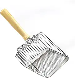 Pá para areia de gato, pá para areia de gato de peneiramento rápido e antiaderente, pá de peneiramento de metal