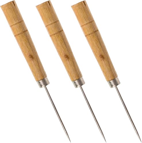 Speedy Drilling - Hilo de madera para rascar para manualidades, paquete de 3, diseño resistente, agujero de cuero, pequeño punzón de madera