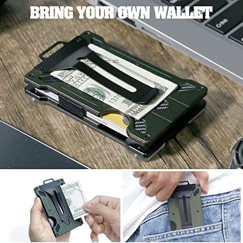 ID Holder Minimalist Wallet – Slim Wallet Credit Card Holder – Aluminum Metal Wallet with Money Clip – Elegant and Modern RFID Wallet for Office, Everyday Use, Army Green4