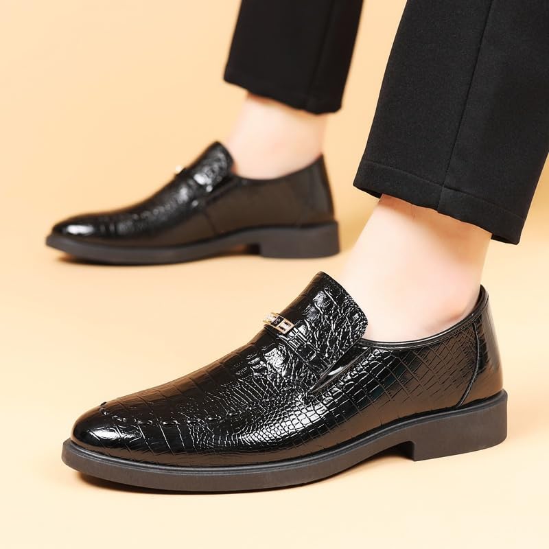Mens Casual Shoes Classic Crocodile Printed Slip-on Penny Loafers Business Premium Shoes for Men3