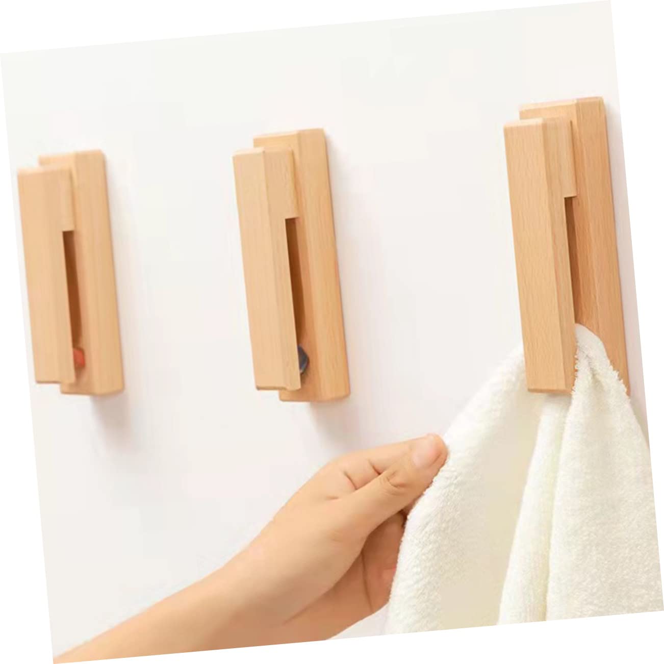 Cabilock 3piezas Soporte De Toalla De Madera Sólida Gancho Para Puerta Organizador De Baño Sin Perforación Estante De Pared Para Toallas De Cocina y Baño Instalación Fácil y Segura