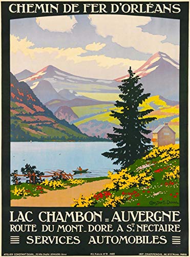 ABLERTRADE Plaque en métal 20,3 x 30,5 cm Lac Chambon Auvergne French France Vintage Voyage publicité Poster mural Plaue Decor Sign Cover