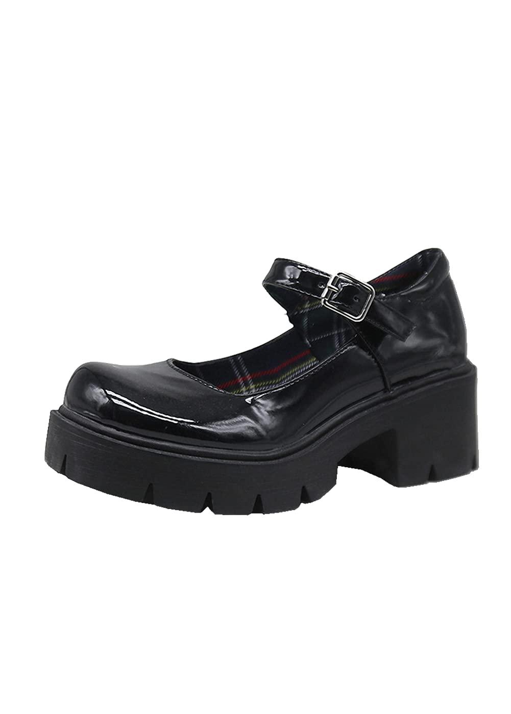 Womens Platform Mary Janes Shoes Sweet Toe Ankle Lolita Gothic Pumps Chunky Patent Leather — view 22