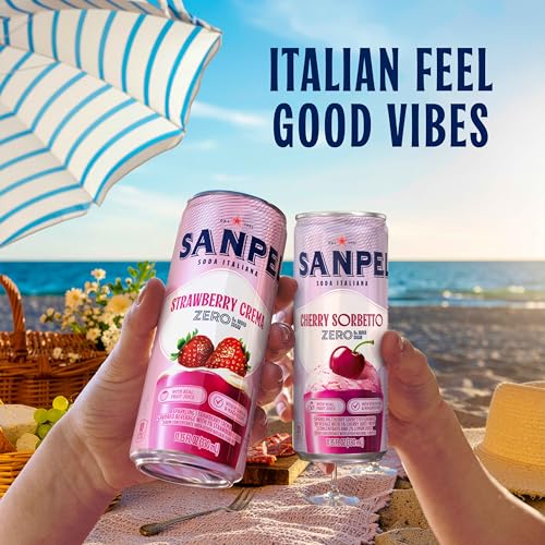 Image of Sanpellegrino Crafted Soda Italiana, Strawberry Crema, 24 Pack | Italian soda with real fruit juice, 0g added sugar, <20 calories, and Vitamin B6 & Magnesium for feel-good moments.