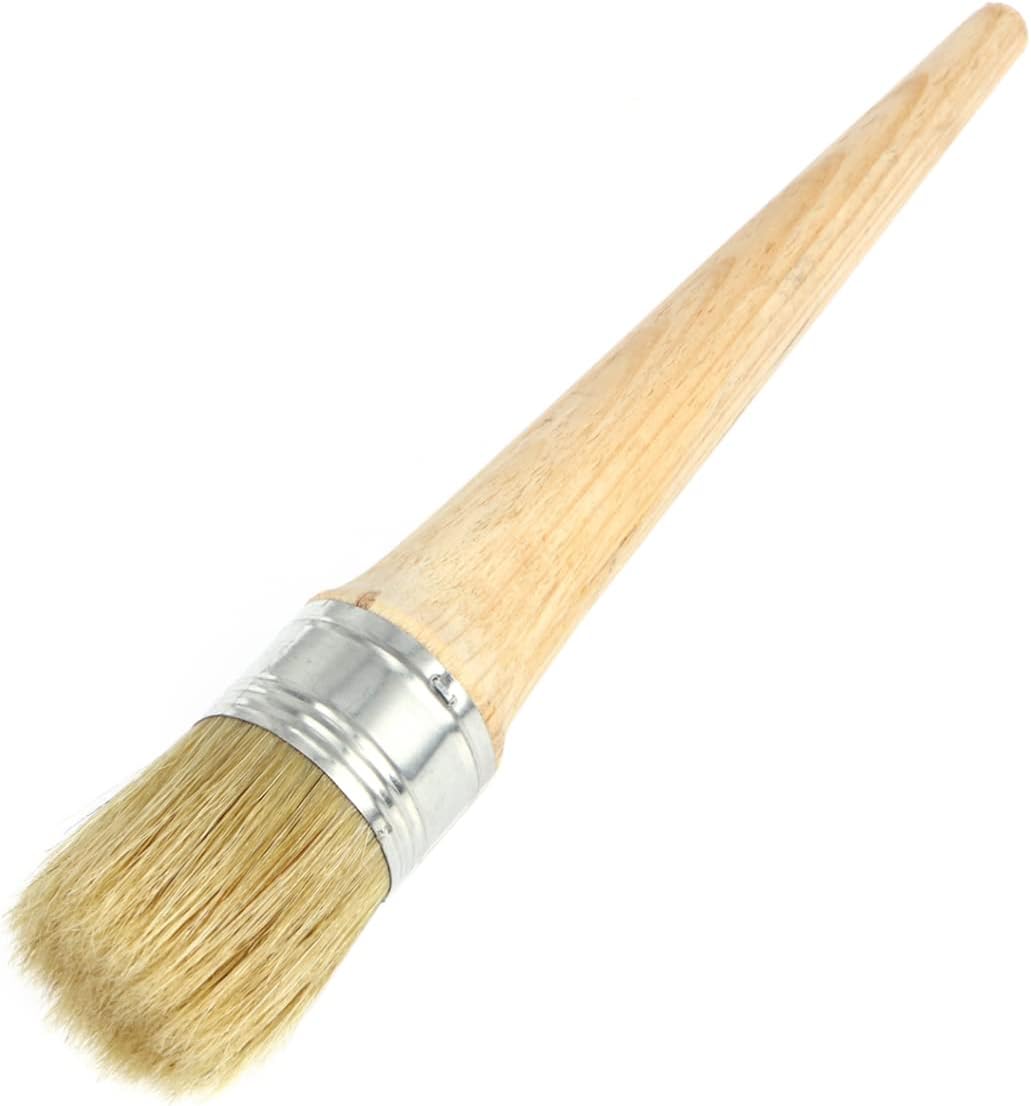 Ergonomic Handle Round Paint Brush Natural Bristles Stencil Brushes for Large Head for Detail