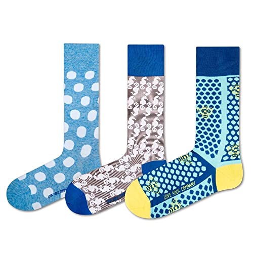 Men's Funky Dress Socks - Colorful Funky Business Casual Socks for Men - Organic Cotton Patterned Socks - 3 Pack2