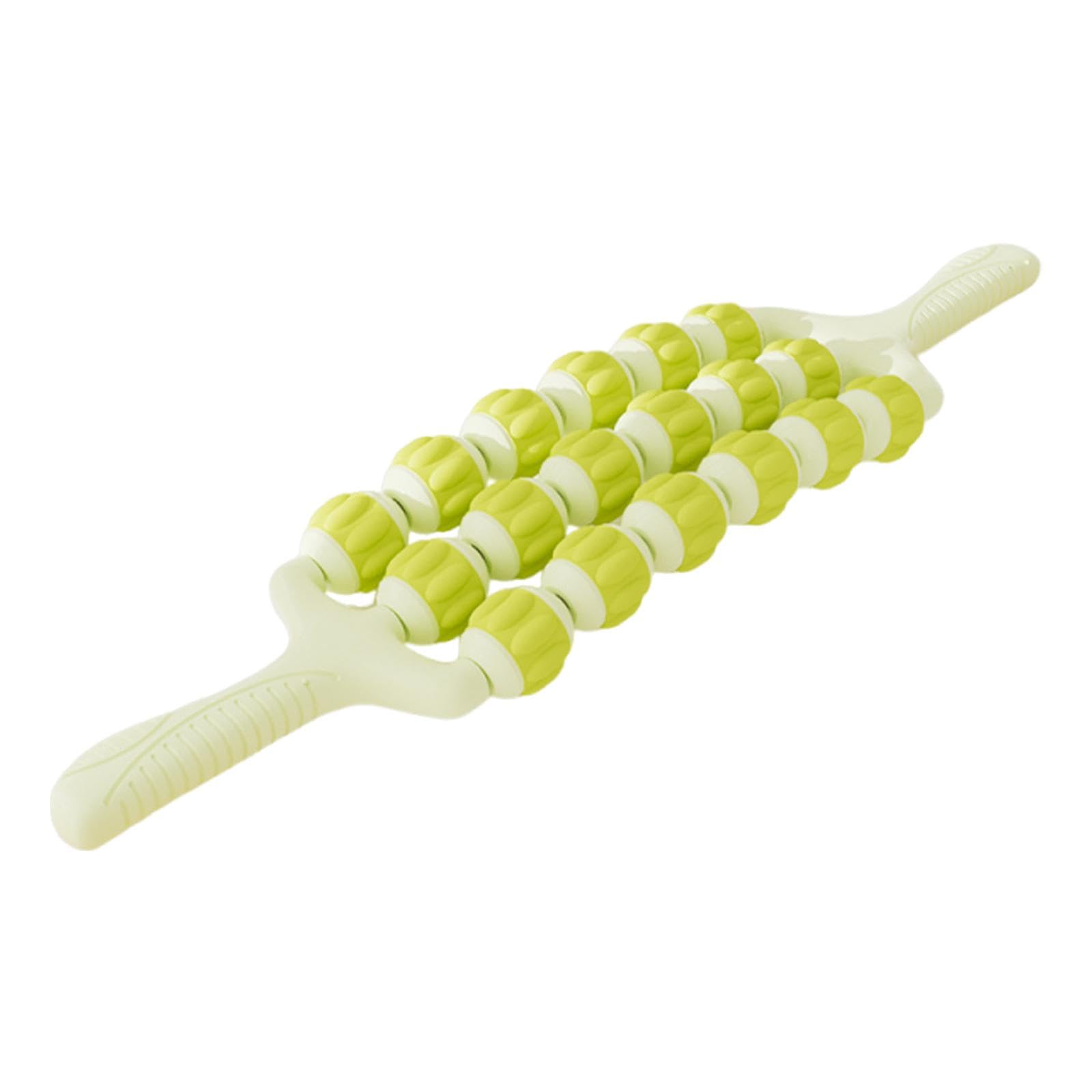 F Fityle Rodillo de masaje manual con agarre cómodo y flexible para masaje de pantorrillas y tejido profundo en muslos, celulitis, espalda, abdomen y cintura, Verde, 3 Filas
