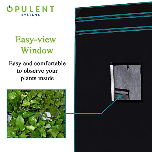 OPULENT SYSTEMS 96"x48"x80" Hydroponic Mylar Water-Resister Grow Tent Reflective Garden Growing Dark Room with Observation Window, Removable Floor Tray and Tool Bag for Indoor Plant Growing 4'X8'