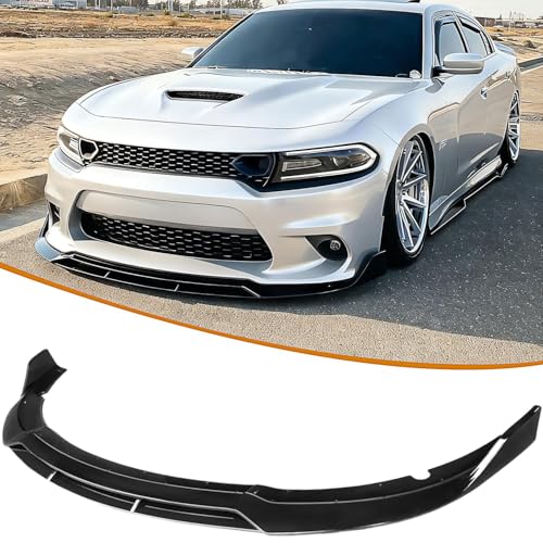 YHoptional Front Bumper Lip Splitter Spoiler for 2015-2023 Dodge Charger SRT Hellcat Scat Pack Body Kit Dodge Charger Accessories (Glossy Black)