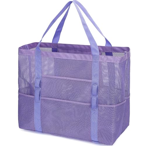 Image of Fammart Mesh Beach Bag for Women, Large Beach Toy Pool Bag with Zipper Pocket, SandProof Cruise Essentials 2026 Family Travel