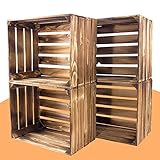 Maße: 50x40x30cm (LxBxH) 4 Stück flambierte/geflammte Obstkisten Schultz (BF) ca 50 x 40 x 30 cm/Apfelkisten Weinkisten aus dem Alten Land