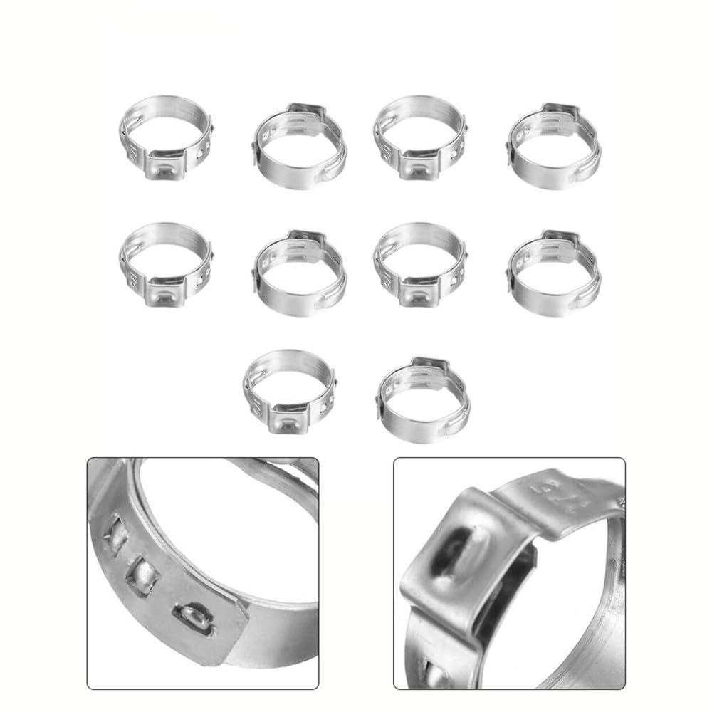 Zaciski wężowe 10 szt. zacisków wężowych ze stali nierdzewnej 304 z pojedynczym uchem, 6,5 mm-50 mm(14.1 16.6mm)