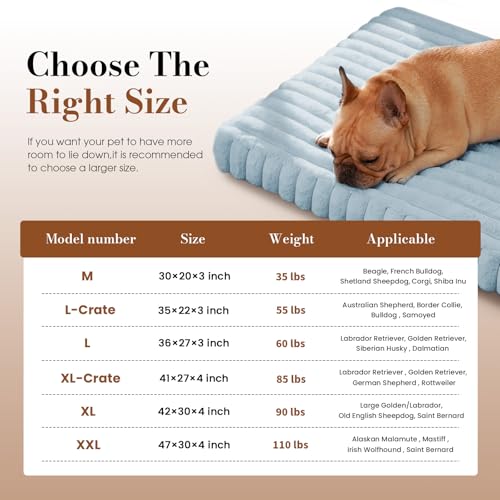 Image of Extra Large Dog Bed for Crate, Orthopedic Dog Bed with Waterproof Lining, Soft Short Plush Surface & Egg Crate Foam, Machine Washable Pet Bed with Removable Cover & Anti Slip Bottom