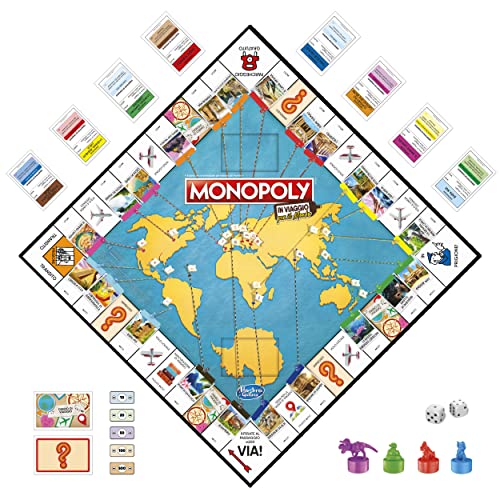 Monopoly en Voyage à Travers Le Monde, Jeu de société pour Les familles et Les Enfants à partir de 8 Ans, avec pions à Timbre et Tableau effaçable – Image 4