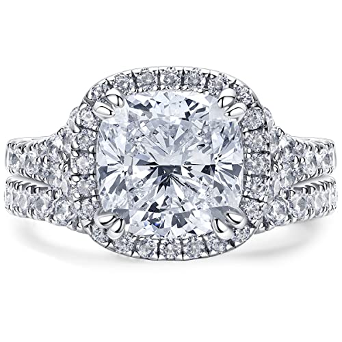 Bo.Dream Split Shank Wedding Rings Sets for Women Cushion/Radiant Cut Cubic Zirconia 925 Sterling Silver3