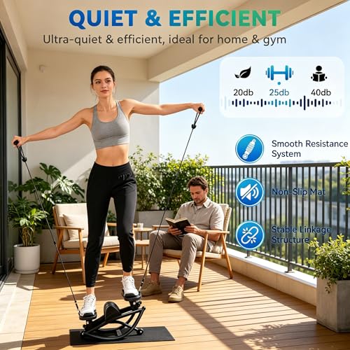 Image of Side Stepper Exercise Machine for Home, Quiet Low Impact Twist Stepper with Resistance Bands & LCD Monitor, Compact Stair Stepper for Office Small Space, 300lbs Weight Capacity