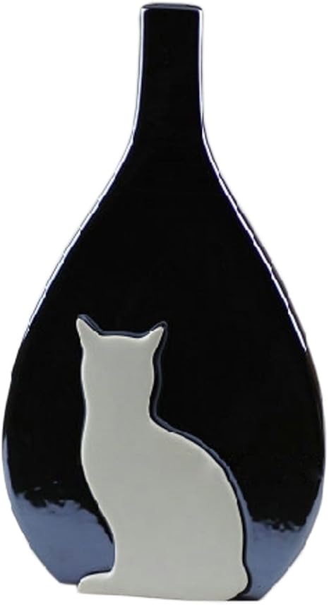 Amazon Co Jp G House ジーハウス 猫好き必見 陶製 可愛い猫の花瓶 フラワーベース トール Hm 0503 T G House オリジナルグッズ付き ホーム キッチン