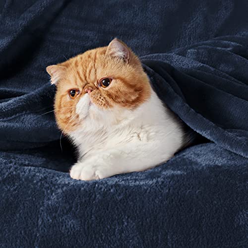 image for Bedsure GentleSoft Navy Blue Throw Blanket for Couch - 300GSM Soft Coz