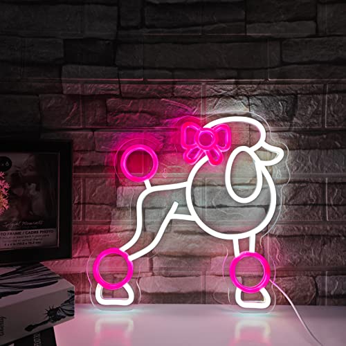 Dog Neon Signs for Wall Decor,Cute Poodle Dog Neon Lights Animal Neon Sign for Bedroom,Kids Room,Pet Shop,Art Wall Decoration,Pink Neon Light Birthday Gift for Girl Boy Dog Lovers