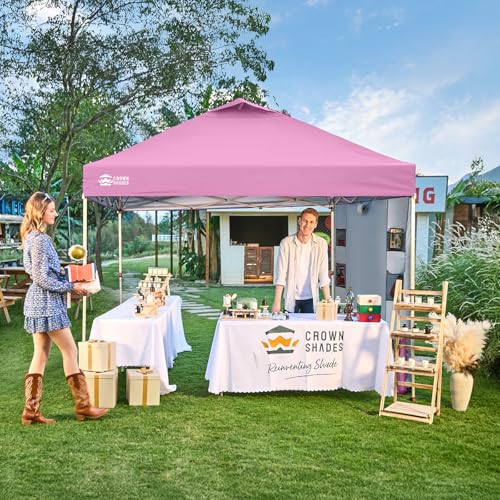Image of CROWN SHADES Canopy Tent 10x10 Pop Up Canopy with Side Pockets, Pink