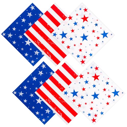 4th of July Decorations 4th of July Napkins Fourth of July Napkins Disposable Paper Cocktail Patriotic Napkins American Flag Patriotic Party Supplies for Independence & 4th of July Decorations 50Pcs