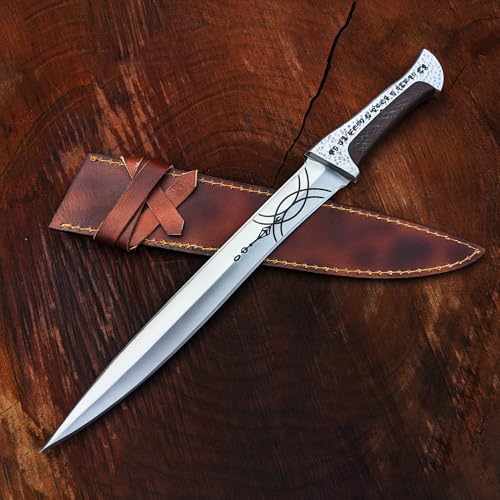 Handmade Paul Atreides Crysknife Replica: Dune Movie Carbon Steel Short Sword with Leather Sheath