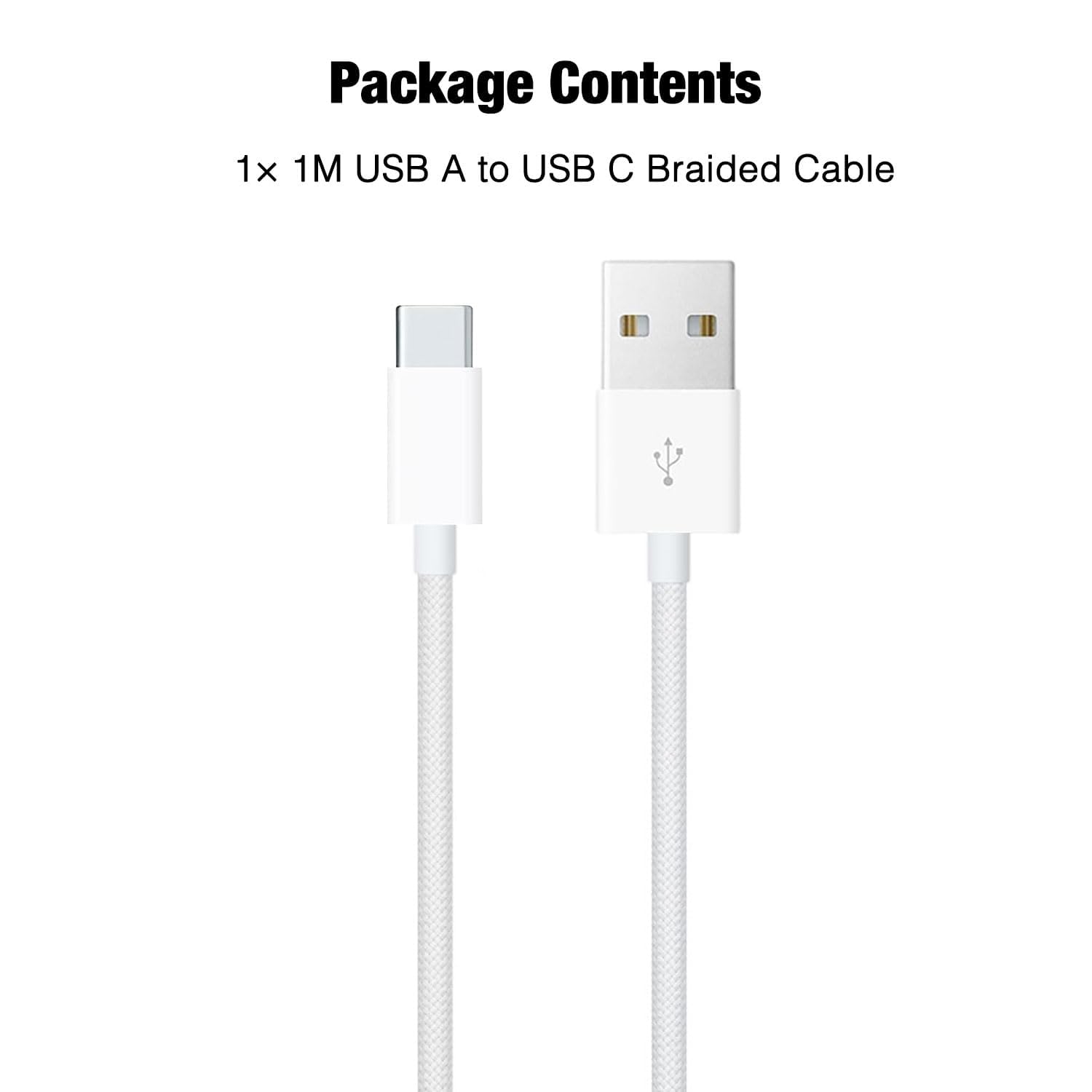 Foxsake USB A to USB C Braided Charging Cable, Fast Charge & Data Sync Cord for Apple CarPlay and Android Auto, iPhone 17/16/15 Pro Max, iPad, Samsung, Google Pixel, Durable Nylon Woven, White, 1m — view 8