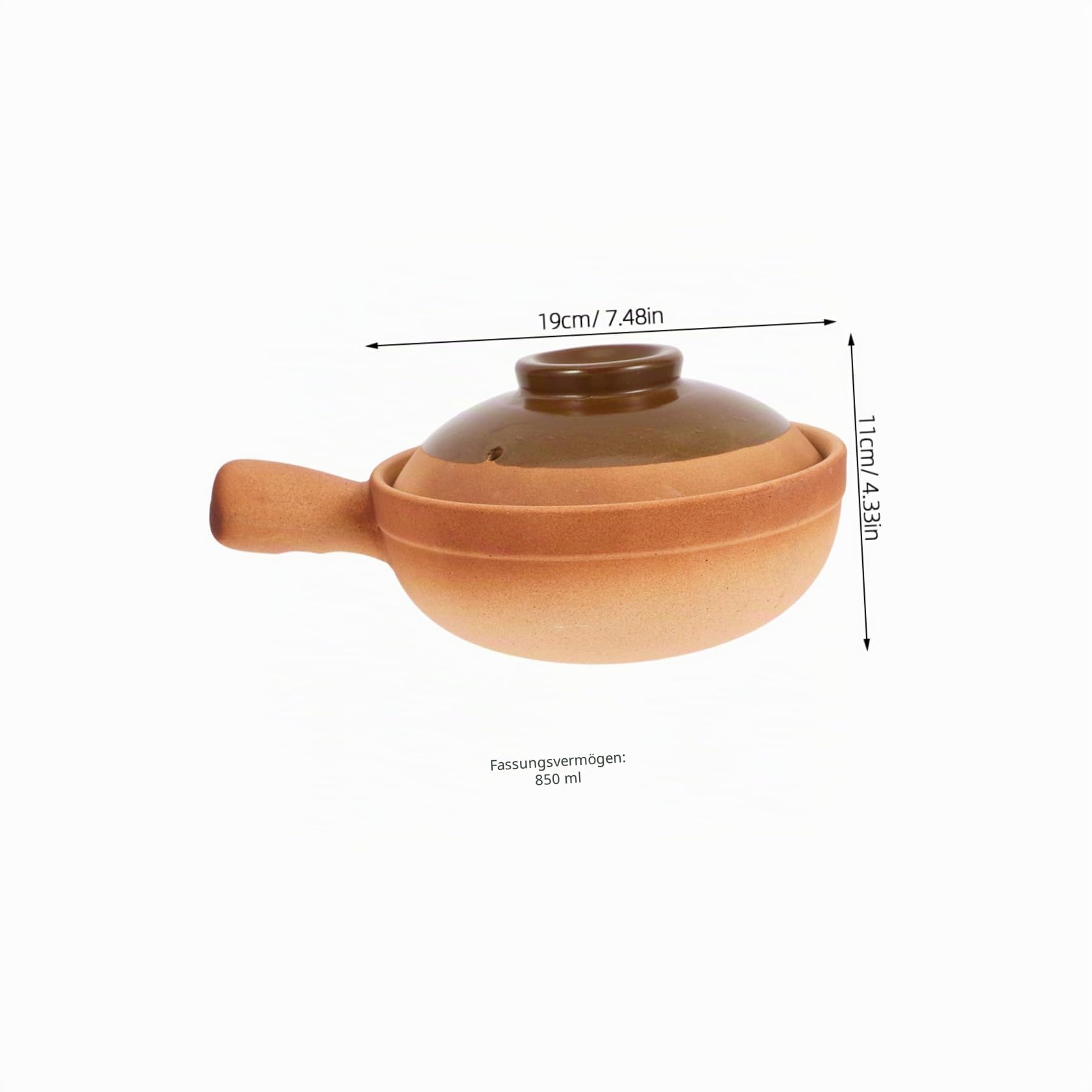 Traditioneller Chinesischer Tontopf mit Deckel und Griff 850ml Keramik