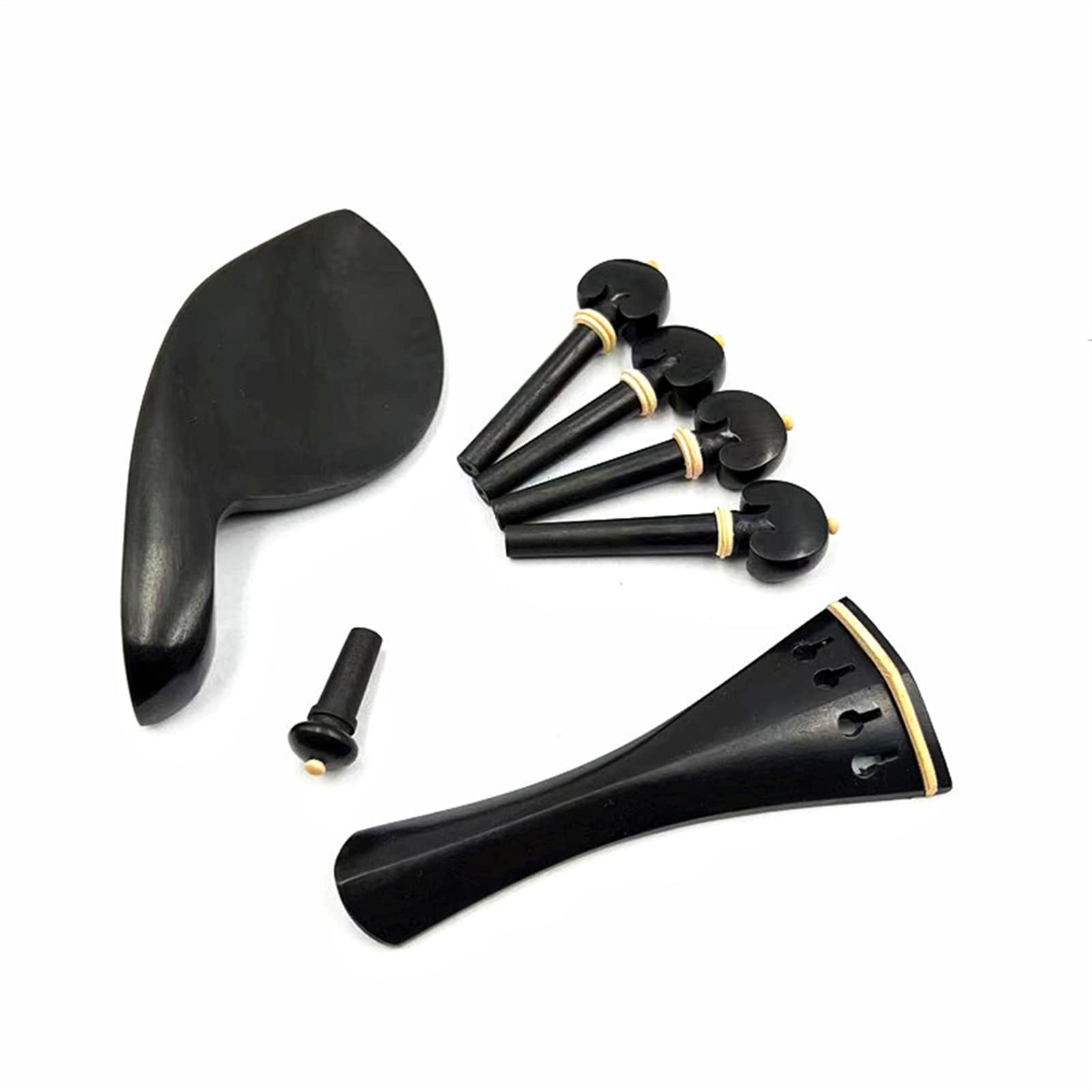 Skrzypiec Akcesoria Ebony 4/4 Zestaw Części Do Skrzypiec Skrzypce Tailpiece Kołki Stroikowe Kołki Podbródek Z Dekoracją Z Bukszpanu (Color : 01)
