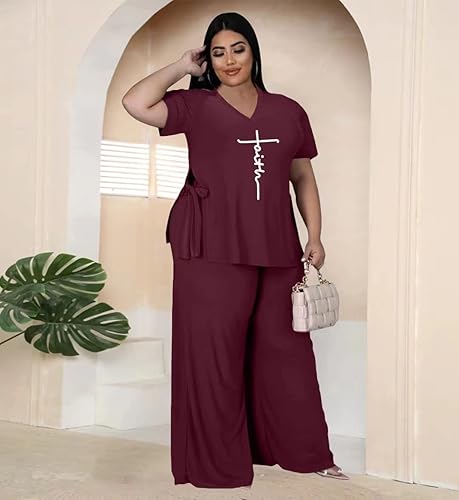 Miniatura 2 de MRSFITOK Conjunto de 2 piezas de talla grande para mujer, conjunto de pantalones, sexy, elegante, de manga larga, con abertura, ajustado, casual,